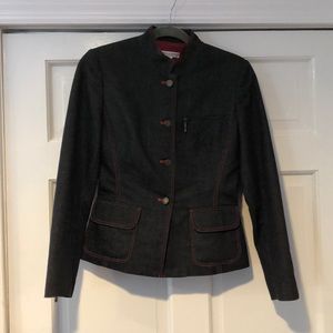 DELLA SPIGA Denim Red Piping Gold Button Blazer 2